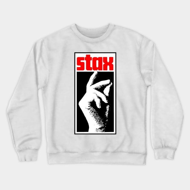 Stax Hand Finger White Crewneck Sweatshirt by Discontrol Std